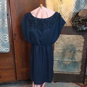 P-15 navy blue dress with 3D floral embellishment XL